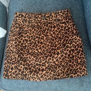 Macys cheetah print denim mini skirt